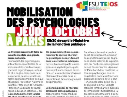 MOBILISATION UNITAIRE DES PSYCHOLOGUES JEUDI 9 OCTOBRE